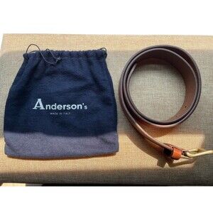 Anderson’s Brown Calf Leather Jean Belt Solid Brass Made in Italy Men’s 34 NWOT